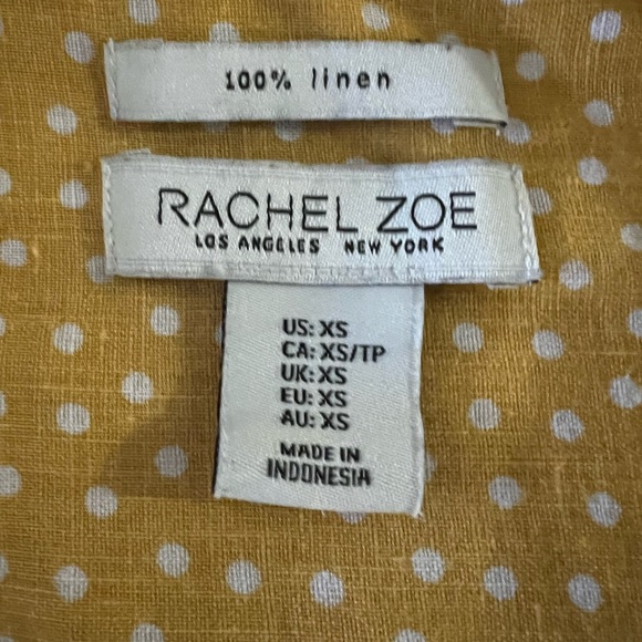 Rachel Zoe | Linen | Yellow + White Polka Dot Button Top | EUC Like New - Picture 8 of 10